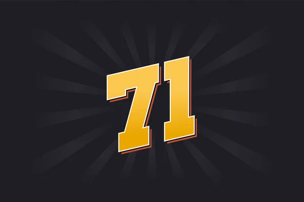 71号矢量字母表 黑色背景的黄色71数字 — 图库矢量图片