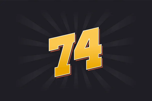 74号矢量字母表 黑色背景的黄色74数字 — 图库矢量图片