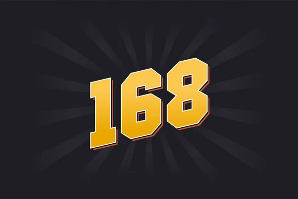Αριθμός 168 Διανυσματικό Αλφάβητο Κίτρινος 168 Αριθμός Μαύρο Φόντο — Διανυσματικό Αρχείο
