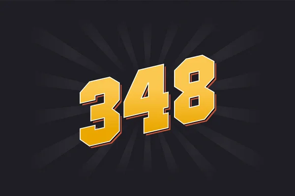 348号矢量字母表 黄色348数字 黑色背景 — 图库矢量图片