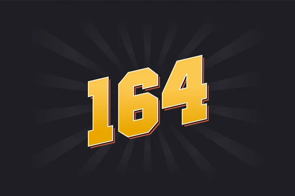 164号矢量字母表 黄色164数字 黑色背景 — 图库矢量图片