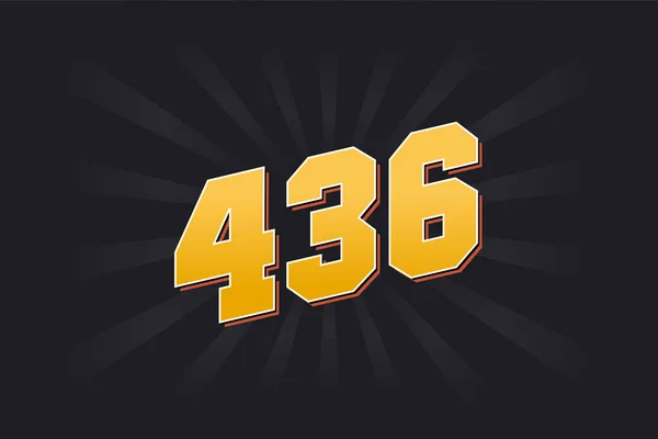 Номер 436 Векторний Шрифт Жовтий Номер 436 Чорним Тлом — стоковий вектор