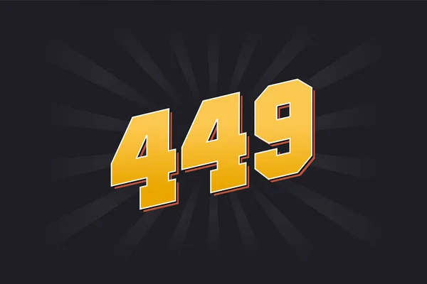 番号449ベクトルフォントアルファベット 黒の背景を持つ黄色449番 — ストックベクタ