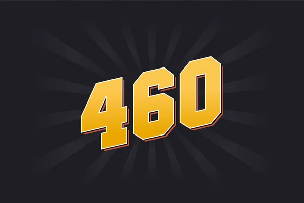 460号矢量字母表黄色460数字 黑色背景 — 图库矢量图片