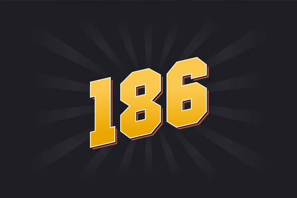 186番ベクトルフォント 黒の背景を持つ黄色186番 — ストックベクタ