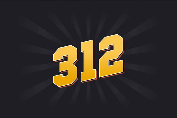 Anzahl 312 Vektorschrift Alphabet Gelbe Zahl 312 Mit Schwarzem Hintergrund — Stockvektor