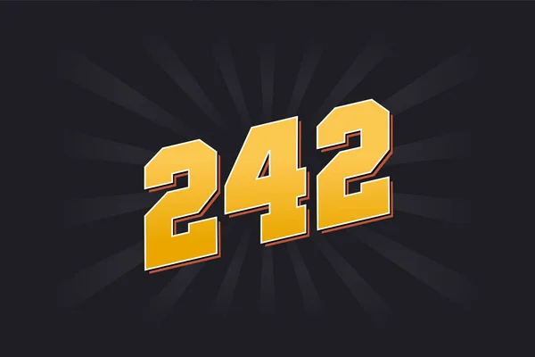 Номер 242 Векторний Шрифт Жовтий Номер 242 Чорним Тлом — стоковий вектор