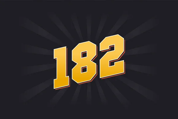 182号矢量字母表 黄色182数字 黑色背景 — 图库矢量图片