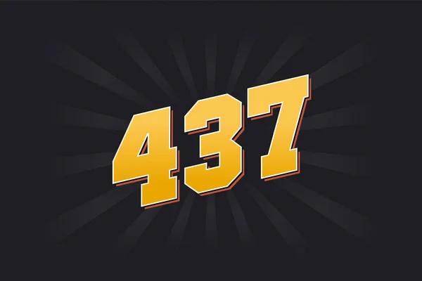 Zahl 437 Vektorschrift Alphabet Gelbe Zahl 437 Mit Schwarzem Hintergrund — Stockvektor