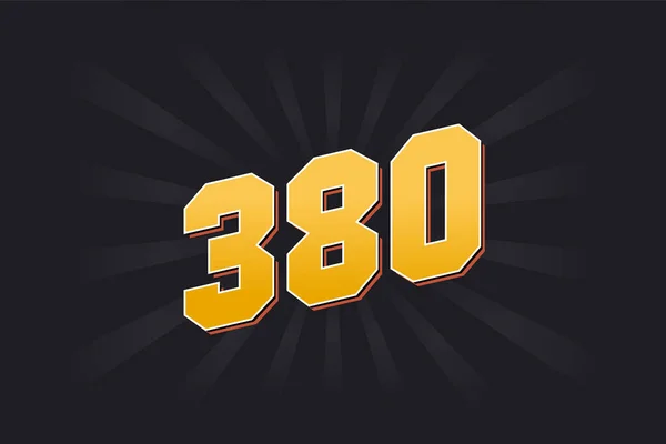 Αριθμός 380 Διανυσματικό Αλφάβητο Κίτρινο 380 Αριθμός Μαύρο Φόντο — Διανυσματικό Αρχείο