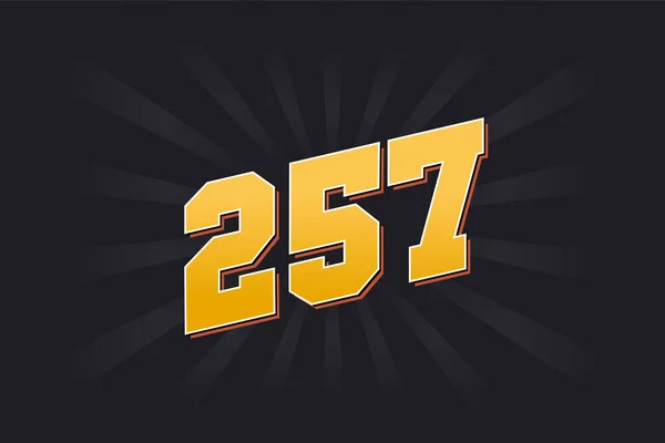 Номер 257 Векторний Шрифт Жовтий Номер 257 Чорним Тлом — стоковий вектор