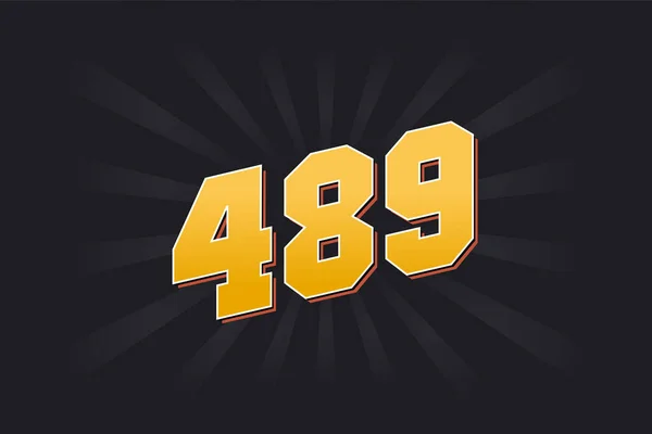 489号矢量字母表 黄色489数字 黑色背景 — 图库矢量图片