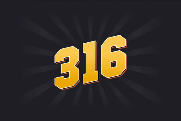 316号矢量字母表 黑色背景的黄色316数字 — 图库矢量图片