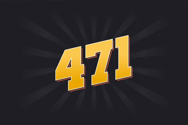 Νούμερο 471 Διανυσματικό Αλφάβητο Κίτρινο 471 Αριθμός Μαύρο Φόντο — Διανυσματικό Αρχείο
