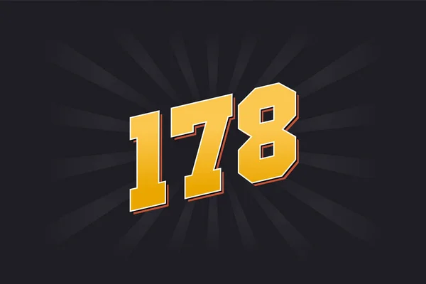 178号矢量字母表 黄色178数字 黑色背景 — 图库矢量图片