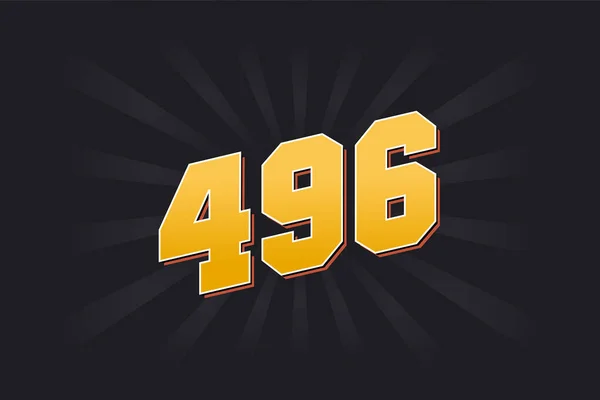496号矢量字母表 黄色496数字 黑色背景 — 图库矢量图片