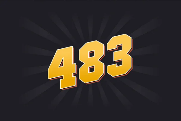 Nummer 483 Vektortypsnitt Alfabet Gul 483 Nummer Med Svart Bakgrund — Stock vektor