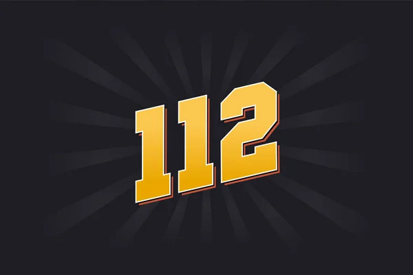 Αριθμός 112 Διανυσματικό Αλφάβητο Κίτρινο 112 Αριθμός Μαύρο Φόντο — Διανυσματικό Αρχείο