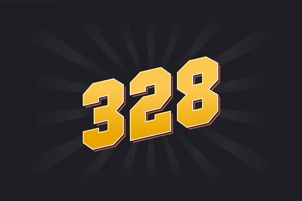Nummer 328 Vektorschrift Alphabet Gelbe Zahl 328 Mit Schwarzem Hintergrund — Stockvektor