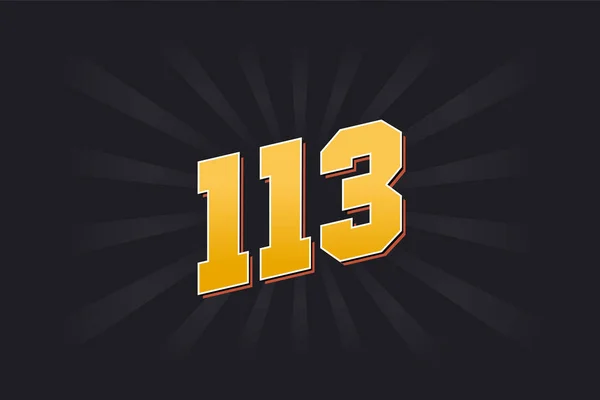 113番ベクトルフォント 黒を基調とした黄色113番 — ストックベクタ