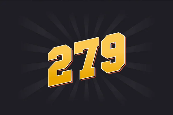 Номер 279 Векторний Шрифт Жовтий Номер 279 Чорним Тлом — стоковий вектор