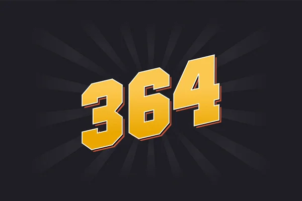 Abeceda Vektorového Písma Číslo364 Žluté 364 Číslo Černým Pozadím — Stockový vektor