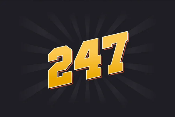 Αριθμός 247 Διανυσματικό Αλφάβητο Κίτρινο 247 Αριθμός Μαύρο Φόντο — Διανυσματικό Αρχείο