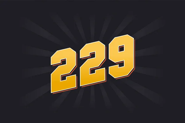 Номер 229 Векторний Шрифт Жовтий Номер 229 Чорним Тлом — стоковий вектор