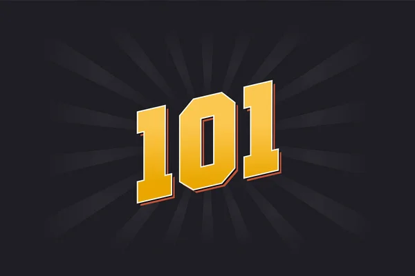 101号矢量字母表 黄色101数字 黑色背景 — 图库矢量图片