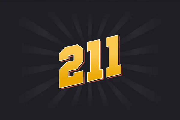 Номер 211 Векторний Шрифт Жовтий Номер 211 Чорним Тлом — стоковий вектор