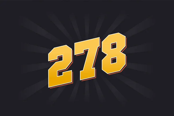 Abeceda Vektorového Písma Číslo278 Žluté 278 Číslo Černým Pozadím — Stockový vektor