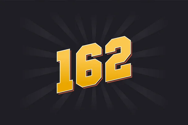 第162号矢量字母表 黄色162数字 黑色背景 — 图库矢量图片