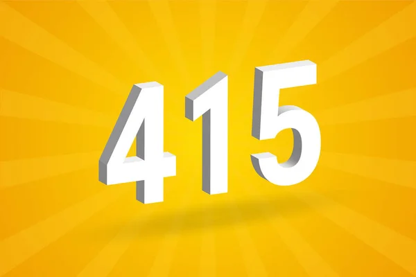 415 Cijfer Lettertype Alfabet Wit Nummer 415 Met Gele Achtergrond — Stockvector