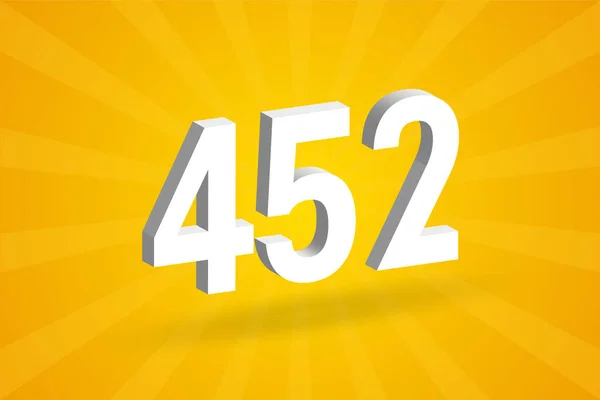 452番フォントアルファベット 黄色の背景を持つホワイト3D番号452 — ストックベクタ
