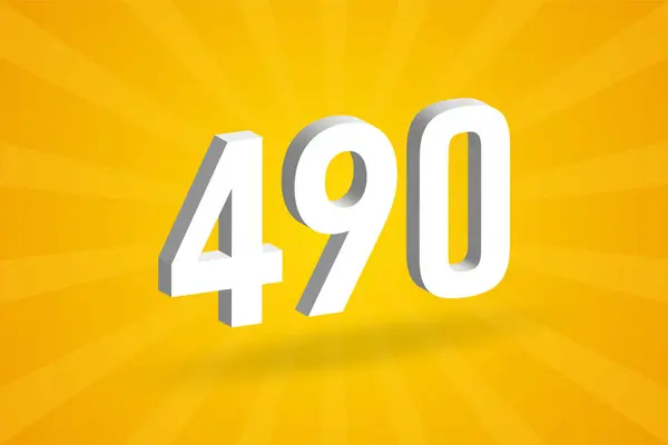 490数字字母表 黄色背景的白色3D 490号 — 图库矢量图片