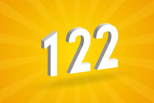 Alfabet Czcionek 122 Biały Numer 122 Żółtym Tłem — Wektor stockowy