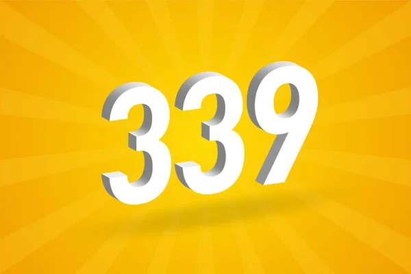 339 Числовий Шрифт Білий Номер 339 Жовтим Тлом — стоковий вектор