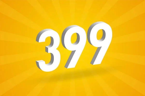 399のフォント数アルファベット 黄色の背景を持つホワイト3D番号399 — ストックベクタ