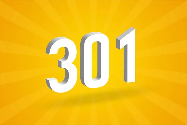 301数字字母表 黄色背景的白色3D 301号 — 图库矢量图片