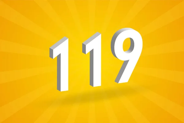 Alfabeto Fuente Número 119 Blanco Número 119 Con Fondo Amarillo — Archivo Imágenes Vectoriales