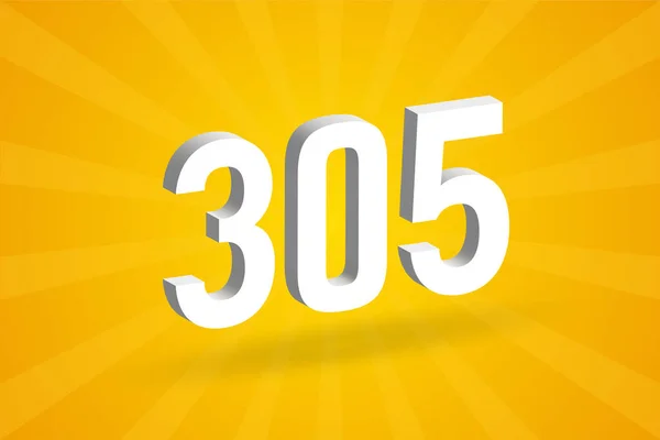 305 Ziffernschrift Alphabet Weiße Zahl 305 Mit Gelbem Hintergrund — Stockvektor