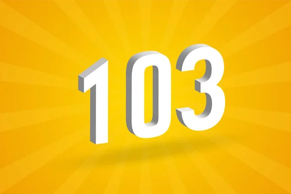 Alfabeto Fuente Numérica 103 Blanco Número 103 Con Fondo Amarillo — Archivo Imágenes Vectoriales