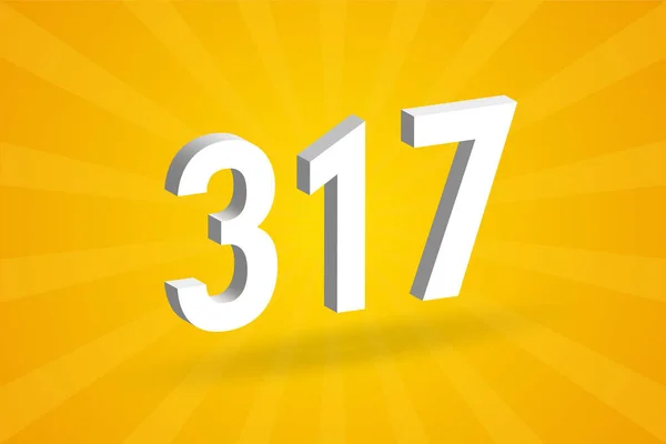 Alphabet Police 317 Number Blanc Nombre 317 Avec Fond Jaune — Image vectorielle