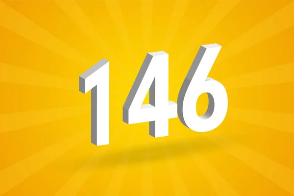 146 Ziffernschrift Alphabet Weiße Zahl 146 Mit Gelbem Hintergrund — Stockvektor