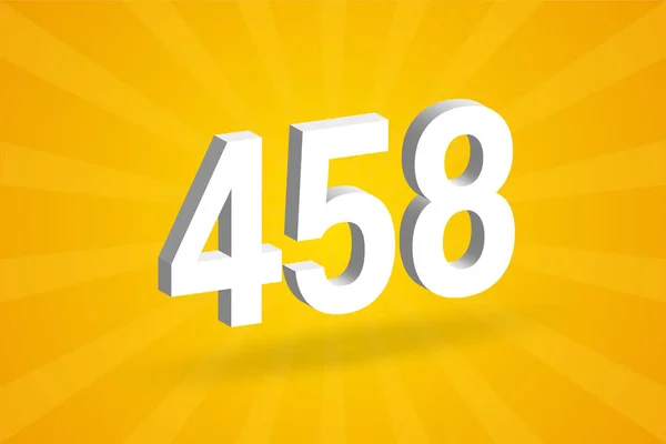458 Числовий Шрифт Білий Номер 458 Жовтим Тлом — стоковий вектор