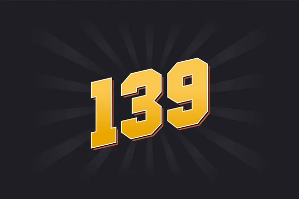Αριθμός 139 Διανυσματικό Αλφάβητο Κίτρινος 139 Αριθμός Μαύρο Φόντο — Διανυσματικό Αρχείο