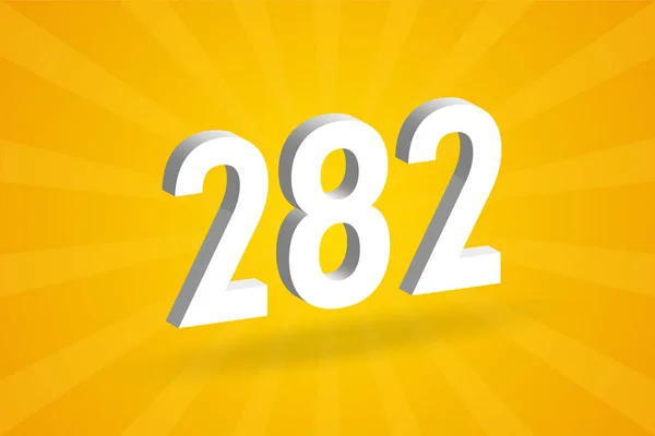 Abeceda Číslem 3D282 Bílé Číslo 282 Žlutým Pozadím — Stockový vektor
