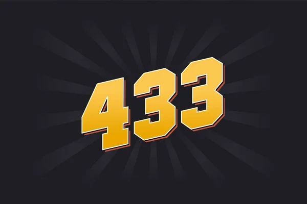 Anzahl 433 Vektorschrift Alphabet Gelbe Zahl 433 Mit Schwarzem Hintergrund — Stockvektor