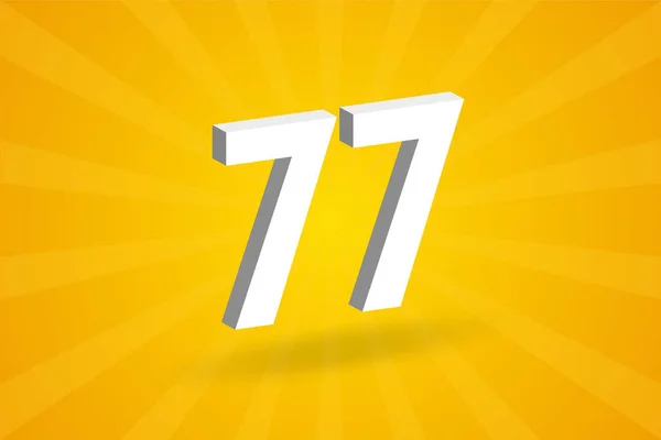 77数のフォントアルファベット 黄色の背景を持つホワイト3D番号77 — ストックベクタ