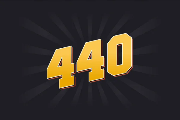 Numer 440 Alfabet Czcionek Wektorowych Żółta Liczba 440 Czarnym Tłem — Wektor stockowy